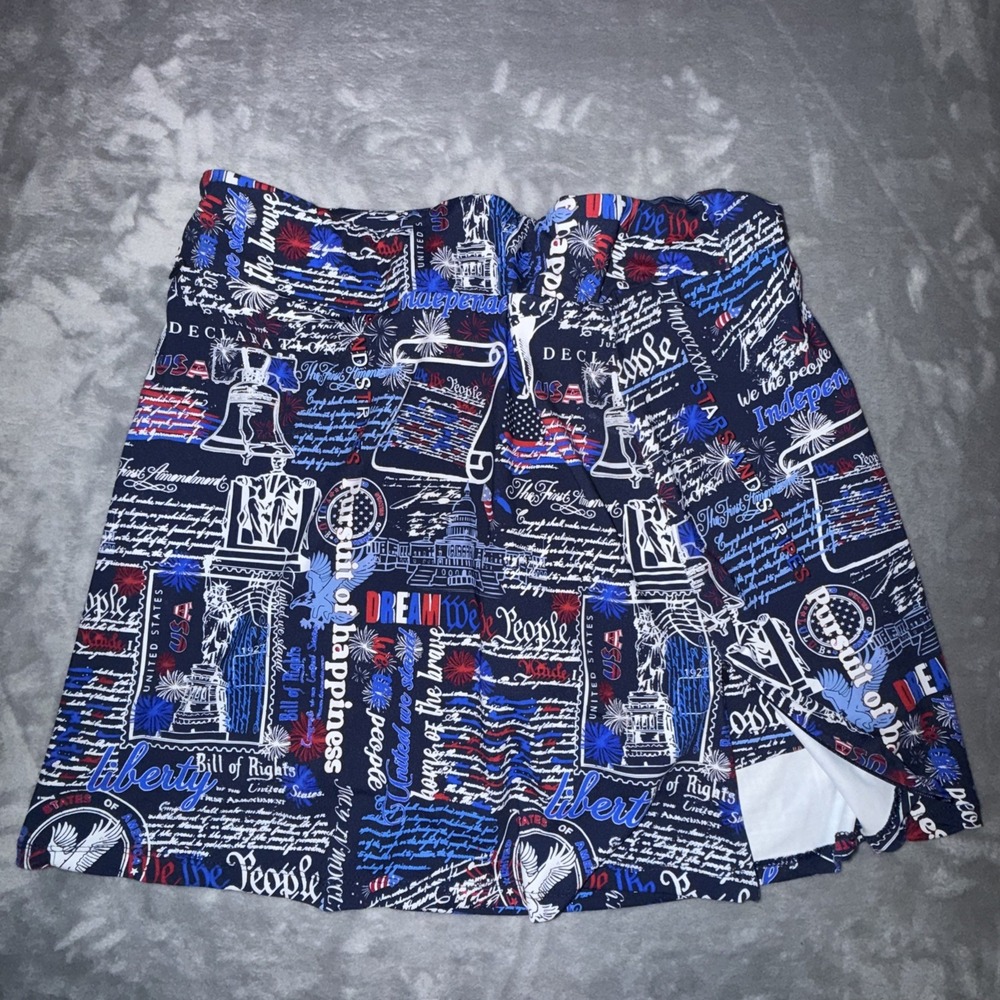 LULU B UPF 50+ Zip Skort  Women's L  Script Americana Constitution and Liberty